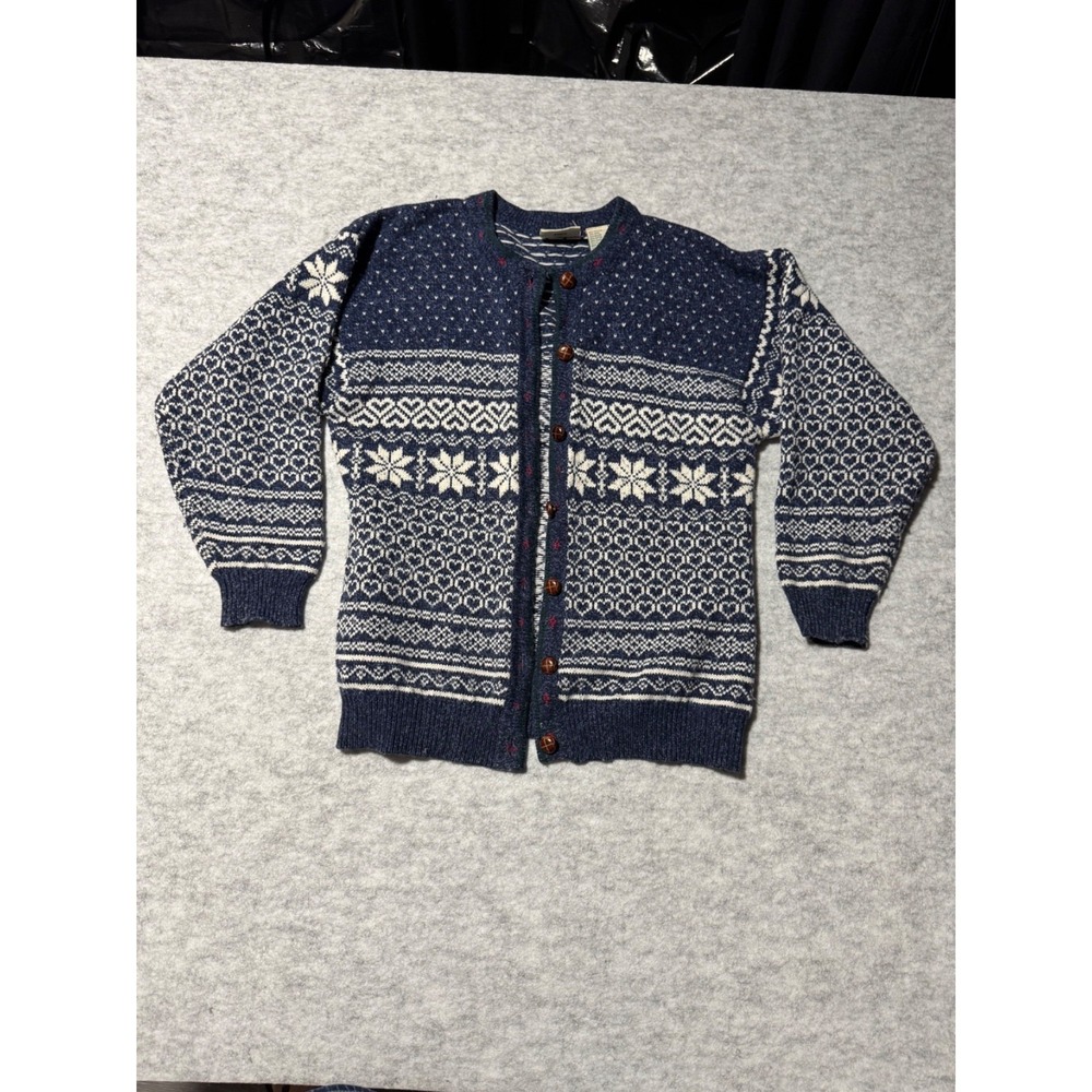 Vintage Northern Reflections Fair Isle Nordic Cardigan Sweater Womens Small Peti